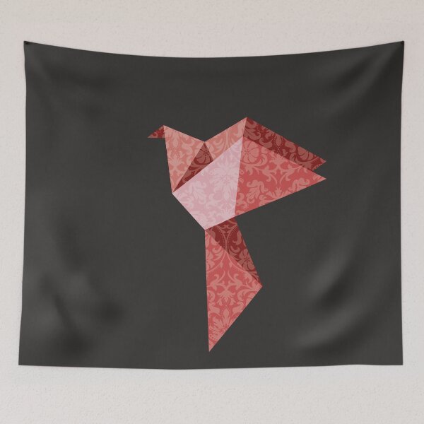 Item preview, Burgundy Red Origami Bird with Vintage Lace Pattern - Bold Vector Art designed and sold by SKETCHYANDGRAPHIC.