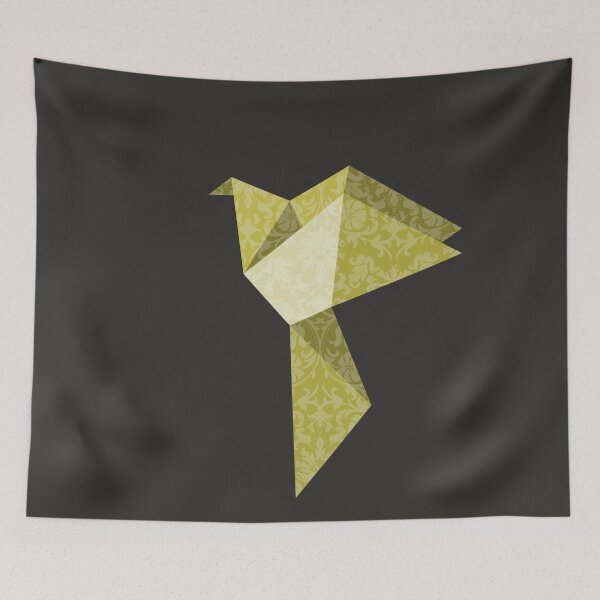 Item preview, Gold Origami Bird with Damask Lace Pattern - Luxury Vector Art designed and sold by SKETCHYANDGRAPHIC.