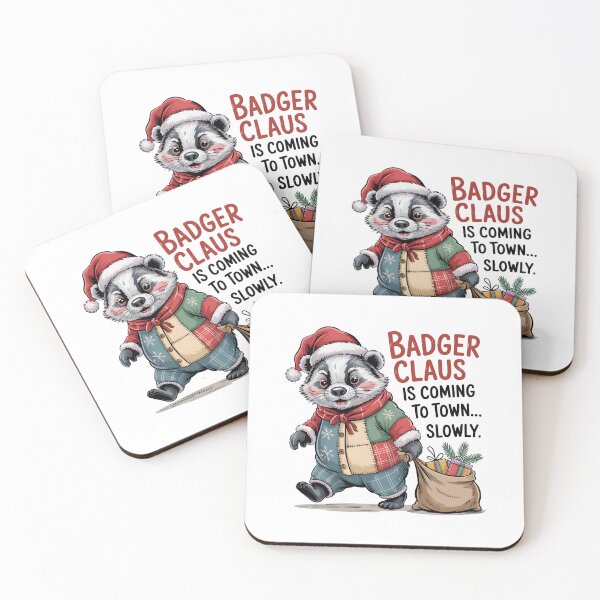 Item preview, Patchwork Badger Santa – Cozy Woodland Christmas designed and sold by JessArty ⭐⭐⭐⭐⭐.