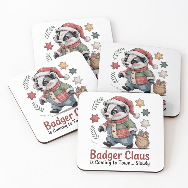 Item preview, Badger Claus Christmas Patchwork – Cute Holiday Animal designed and sold by JessArty ⭐⭐⭐⭐⭐.