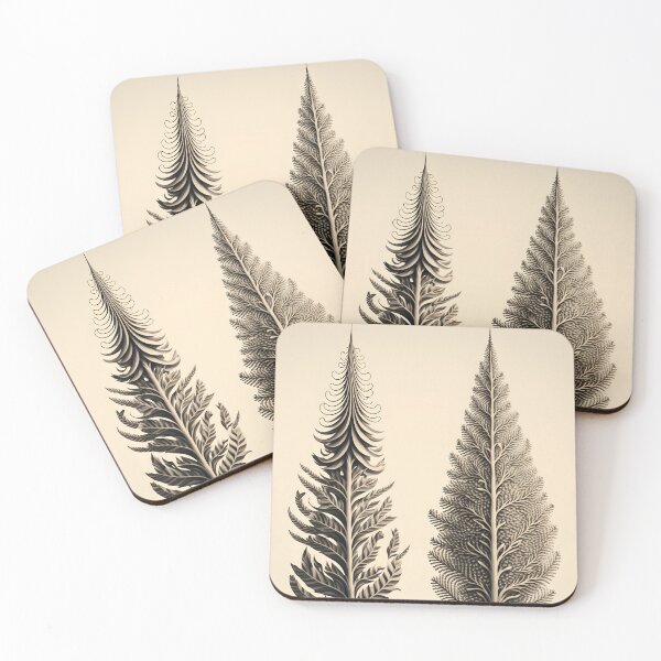 Item preview, Two Vintage Fir Trees – Abstract Forms on Aged Colors designed and sold by EmeraldeaDesign.