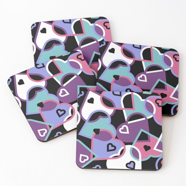 Item preview, Modern Multi-colored Hearts Pattern on Black Background designed and sold by ABG Inspirational Art.