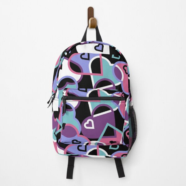 Item preview, Modern Multi-colored Hearts Pattern on Black Background designed and sold by ABG Inspirational Art.