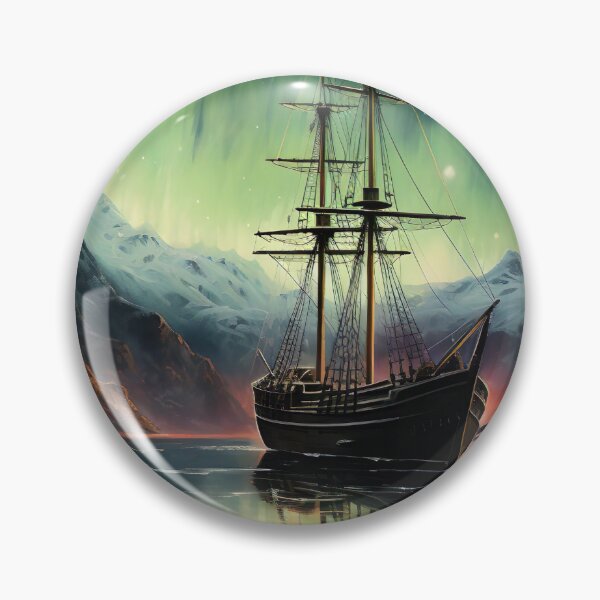Item preview, Aurora Ocean Painting, Ship Sailing The Sea, Dark Night Ocean Art Print, Northern Lights Painting, Aurora Digital Print, Night Sky Print designed and sold by SavageVision.
