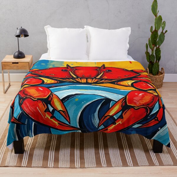 Item preview, Red Crab Pop Art – Bold Ocean Wave Abstract Design designed and sold by WildlifeInc.