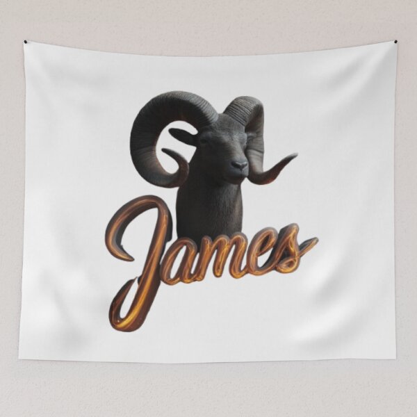 Item preview, James Aries Zodiac Sign – Fiery Ram Personalized Name Design designed and sold by AlexLineArt.