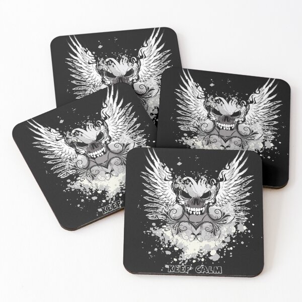 Item preview, Winged Skull Gothic  Black and White Grunge Watercolor Style designed and sold by Heleniya.