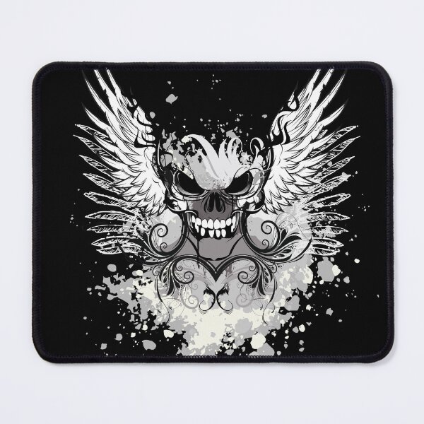 Item preview, Winged Skull Gothic Black and White Grunge Watercolor Style designed and sold by Heleniya.