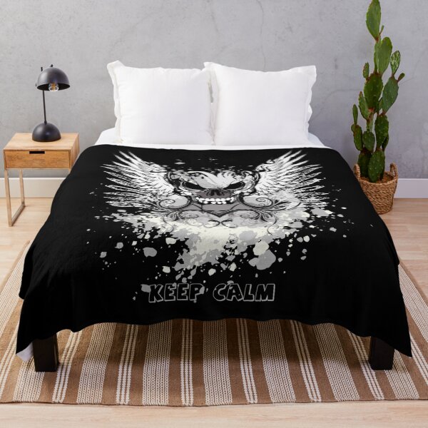 Item preview, Winged Skull Gothic  Black and White Grunge Watercolor Style designed and sold by Heleniya.