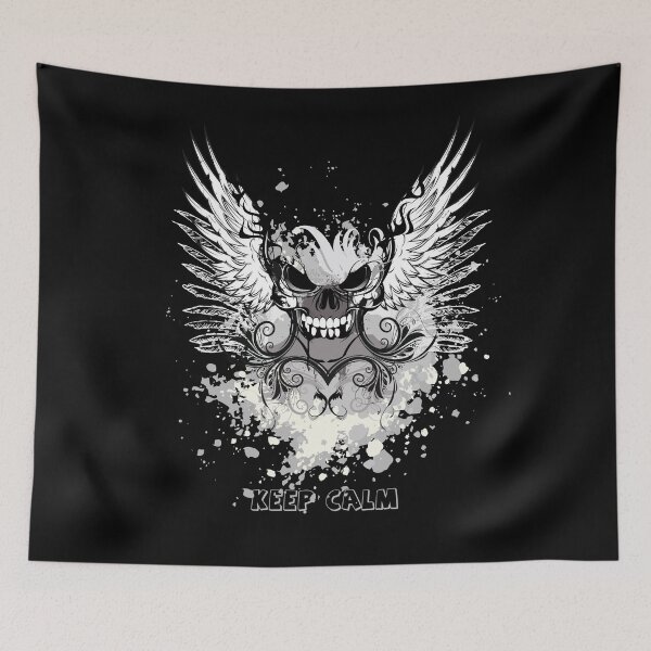 Item preview, Winged Skull Gothic  Black and White Grunge Watercolor Style designed and sold by Heleniya.