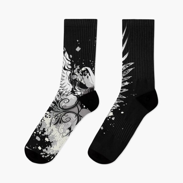 Item preview, Winged Skull Gothic  Black and White Grunge Watercolor Style designed and sold by Heleniya.