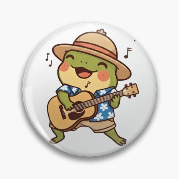 Item preview,  Cute Frog Playing Guitar – Kawaii Vacation Frog in Hawaiian Shirt | Perfect Gift for Music and Frog Lovers designed and sold by Barcoshos.
