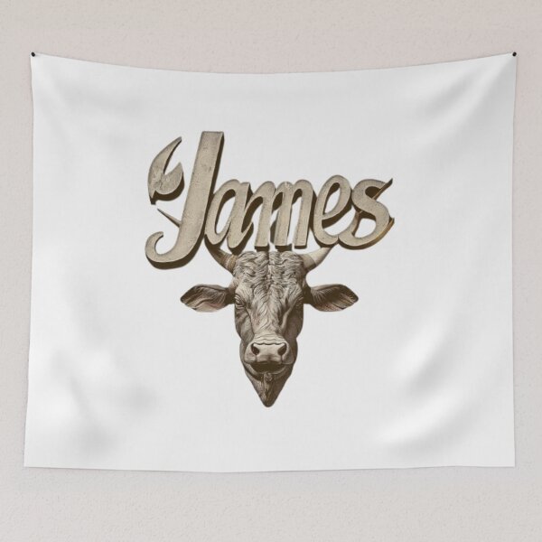 Item preview, James Taurus Zodiac Sign – Earthy Bull Personalized Name Art designed and sold by AlexLineArt.