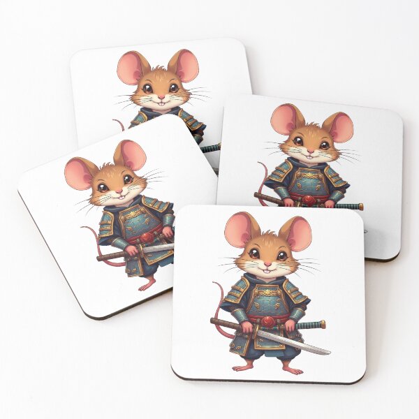Item preview, Brave Rat Samurai Warrior – Cute Japanese Mouse with Katana Armor Sticker designed and sold by WildKatana.