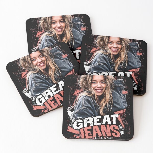 Item preview, Sydney Sweeney Great Jeans Flirty Smile Celebrity Meme T-Shirt designed and sold by Senpaiwaves.