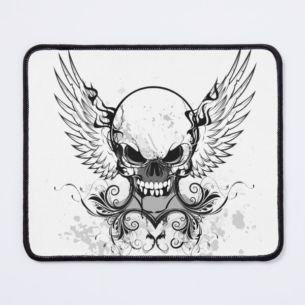 Item preview, Keep Calm Winged Skull - Gothic Tattoo Art Black White designed and sold by Heleniya.