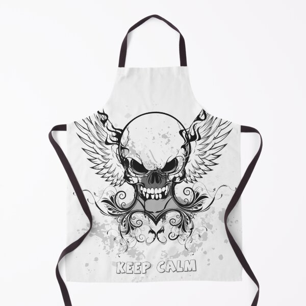 Item preview, Keep Calm Winged Skull - Gothic Tattoo Art Black White designed and sold by Heleniya.