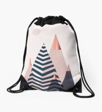 Scandinavian Mountains Drawstring Bag