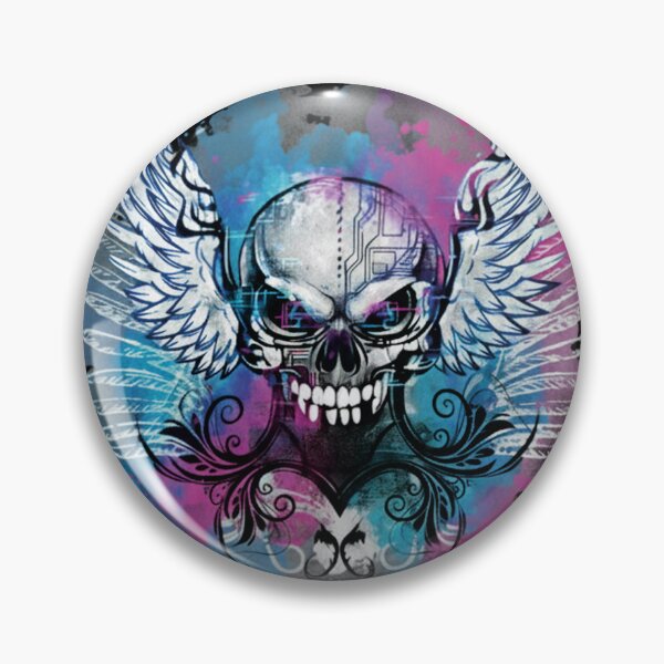 Item preview, Cyberpunk Winged Skull - Neon Vaporwave Splash Art Colorful designed and sold by Heleniya.