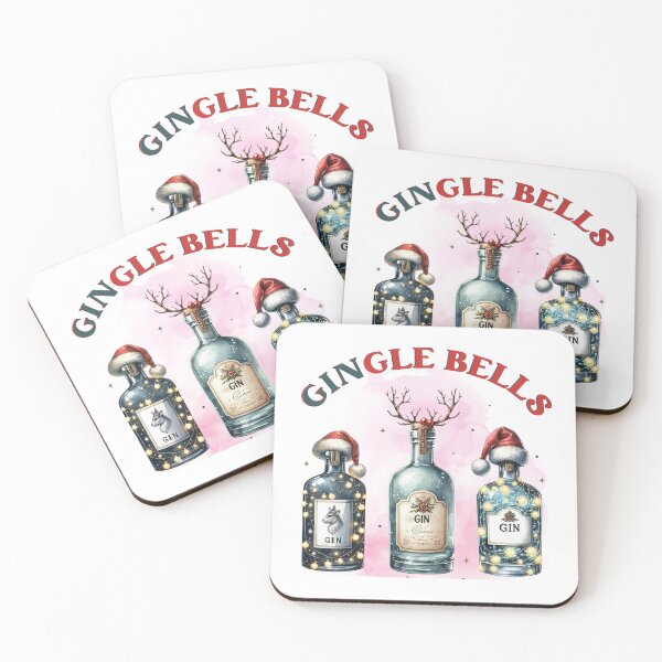Item preview, Gingle Bells Christmas Gin Bottles Watercolor Humor designed and sold by lojadpop.