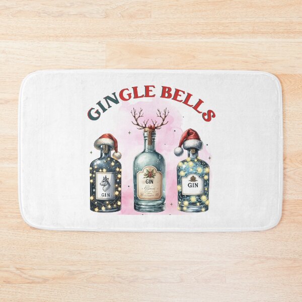 Item preview, Gingle Bells Christmas Gin Bottles Watercolor Humor designed and sold by lojadpop.