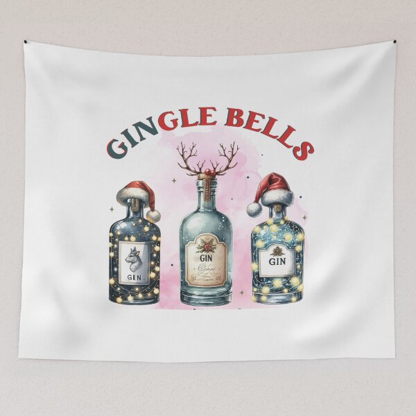 Item preview, Gingle Bells Christmas Gin Bottles Watercolor Humor designed and sold by lojadpop.