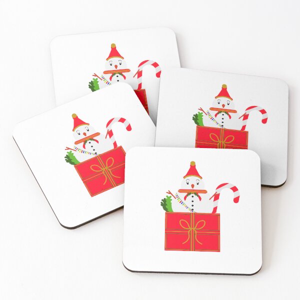 Item preview, Cute snowman in a Christmas gift box with a candy cane | Festive winter art designed and sold by Studio Bragato Hub.