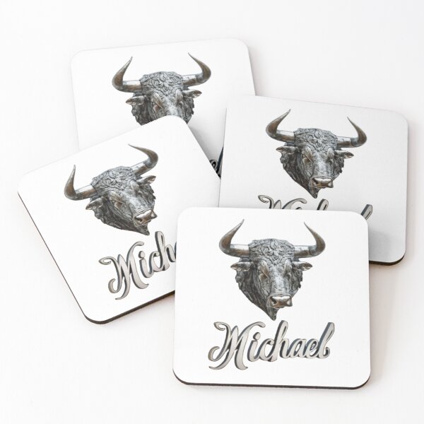 Item preview, Michael Taurus Zodiac Sign – Strong Bull Personalized Name Art designed and sold by AlexLineArt.