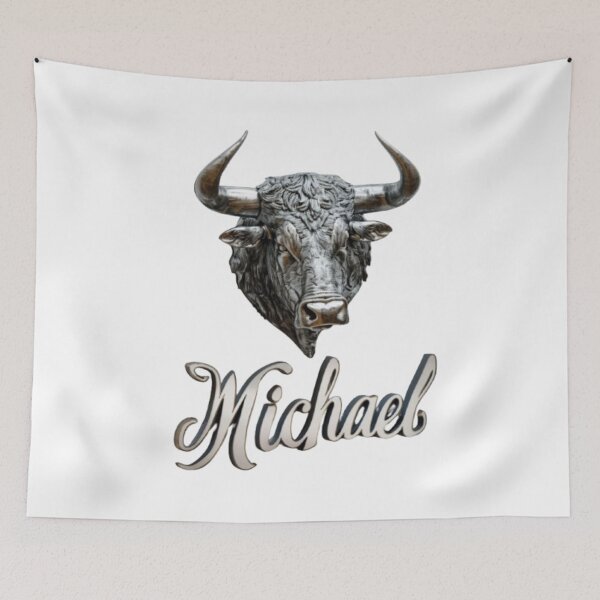 Item preview, Michael Taurus Zodiac Sign – Strong Bull Personalized Name Art designed and sold by AlexLineArt.
