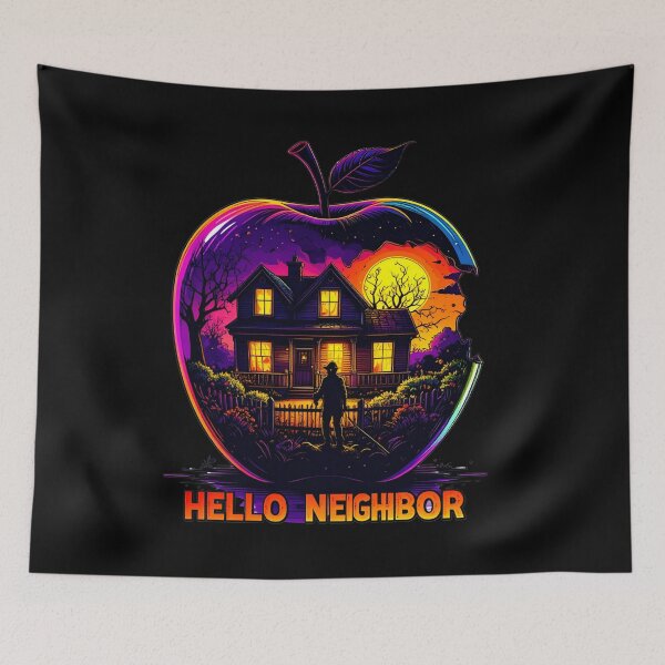 Item preview, Spooky Neighbor's Apple House | Hello Neighbor Fan Art Print designed and sold by Alicjareign.