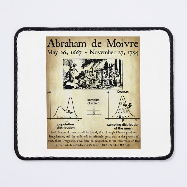 Item preview, Nerdy Vintage Abraham de Moivre Central Limit Theorem Math Science Teacher Black Text Parchment designed and sold by MathWare MathClips.