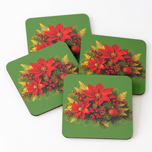 Item preview, Classic Christmas Poinsettia Holiday Arrangement designed and sold by christmas-xmas.