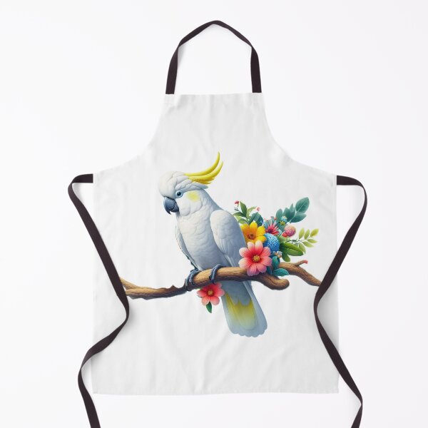 Item preview, A white cockatoo perched on a branch surrounded by colorful flowers designed and sold by homydesign.