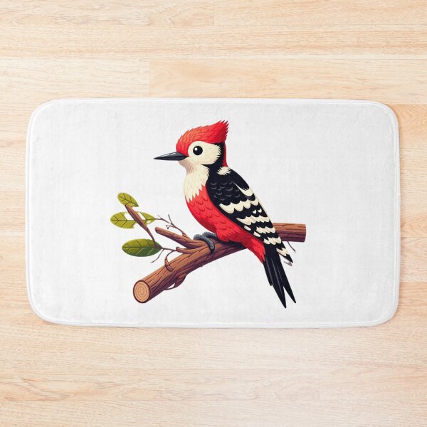 Item preview, A colorful woodpecker perches on a branch surrounded by leaves and acorns designed and sold by homydesign.