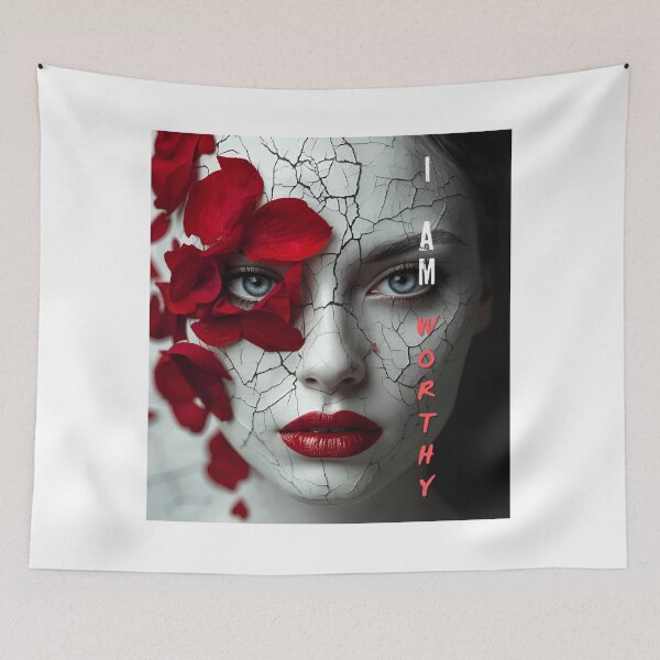 Item preview, I Am Worthy – Surreal Red Rose Feminine Portrait designed and sold by Boski22.