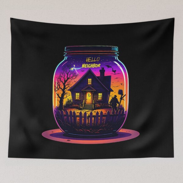 Item preview, Spooky Neighbor's Jar House | Hello Neighbor Fan Art Print designed and sold by Alicjareign.