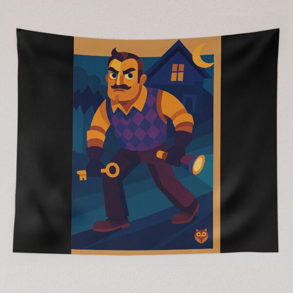Item preview, THE NEIGHBOR’S KEY – Hello Neighbor Fan Art Colorful Cubist Mystery Design designed and sold by Owlic.artwear.