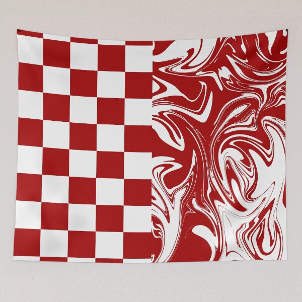 Item preview, Checks and Swirls in Red and White designed and sold by LAEC-Shop.