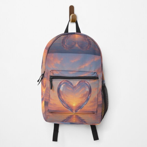 Item preview, Crystalline heart suspended above a lake at sunset designed and sold by Tommandjerry.
