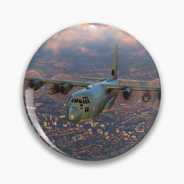 Artikelvorschau, Die legendäre Lockheed Hercules C130 fliegt tief über Ackerland entworfen und verkauft von Skyframe Aviation.