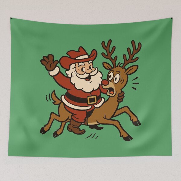 Item preview, Cowboy Santa Claus Riding a Reindeer designed and sold by Ghost on Toast.