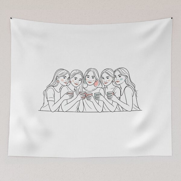 Item preview, Galentine's Day Female Friends Minimalist Line Art Gathering designed and sold by chattsuede.