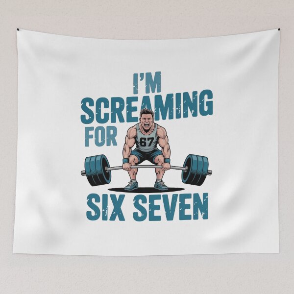 Item preview, Funny Gym Screaming For Six Seven Weightlifter Cartoon Distressed designed and sold by chattsuede.
