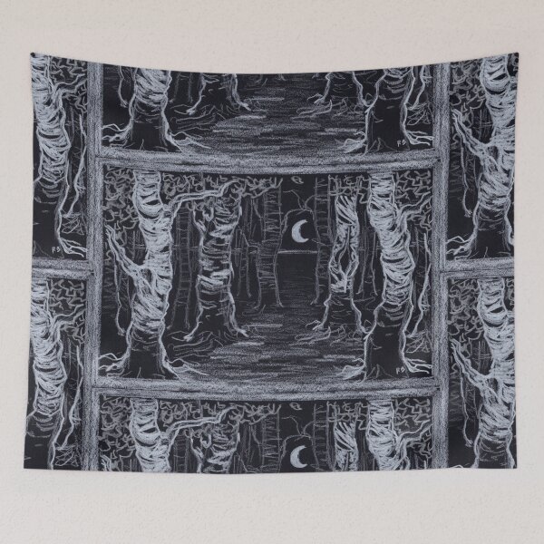 Item preview, Dark Birch Trees in the Moonlight Drawing Art designed and sold by A_Guy_With_Art_Supplies.
