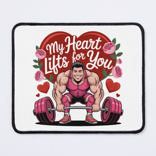 Item preview, My Heart Lifts for You Funny Romantic Gym Valentine Cartoon Style designed and sold by chattsuede.