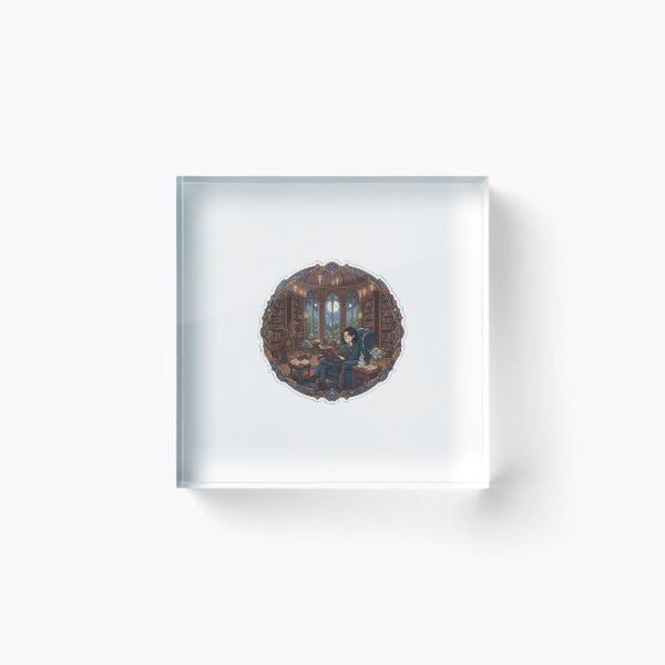 Item preview, young teen reading in a moonlit library designed and sold by The Cozy Cauldron.