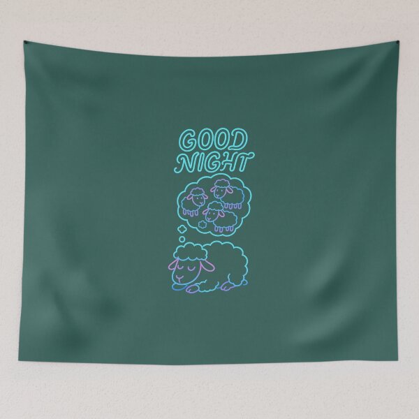 Item preview, Good Night Neon Sheep – Dreamy Cartoon Design designed and sold by Gletschie.