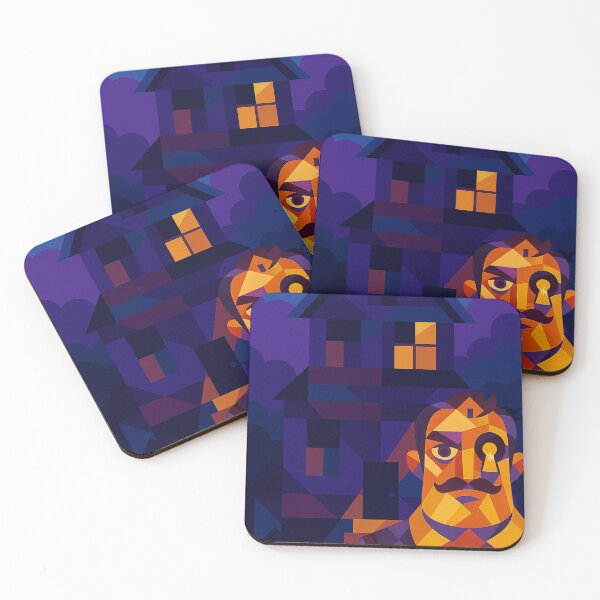 Item preview, HOUSE OF SECRETS –  Hello Neighbor Unique Surreal Colorful Cubist Night Fan Art designed and sold by Owlic.artwear.