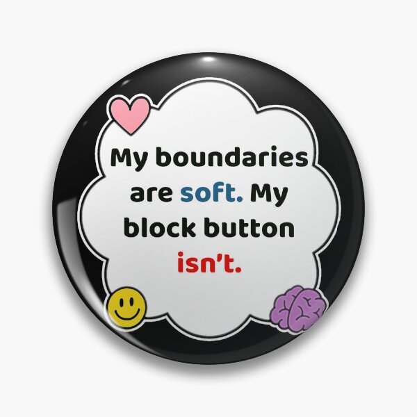 Item preview, Coping Humor – Soft Boundaries Hard Block Button – Gift for Petty Friends – Cute Soft Sticker designed and sold by JacobKAurumhead.
