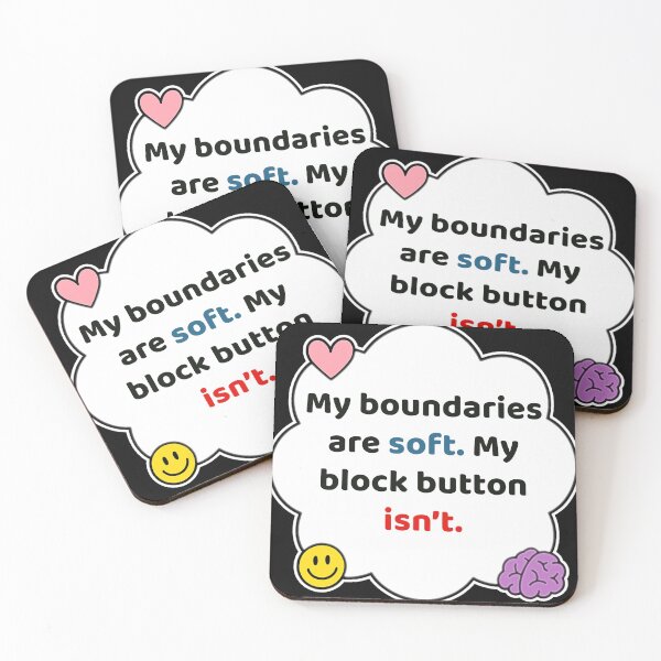 Item preview, Coping Humor – Soft Boundaries Hard Block Button – Gift for Petty Friends – Cute Soft Sticker designed and sold by JacobKAurumhead.